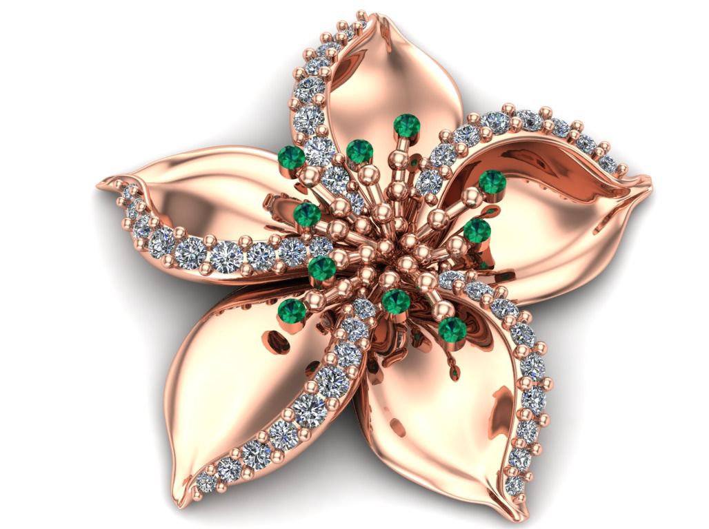 Rose gold Frangipani necklace designed by Renée Chamoun against a white background