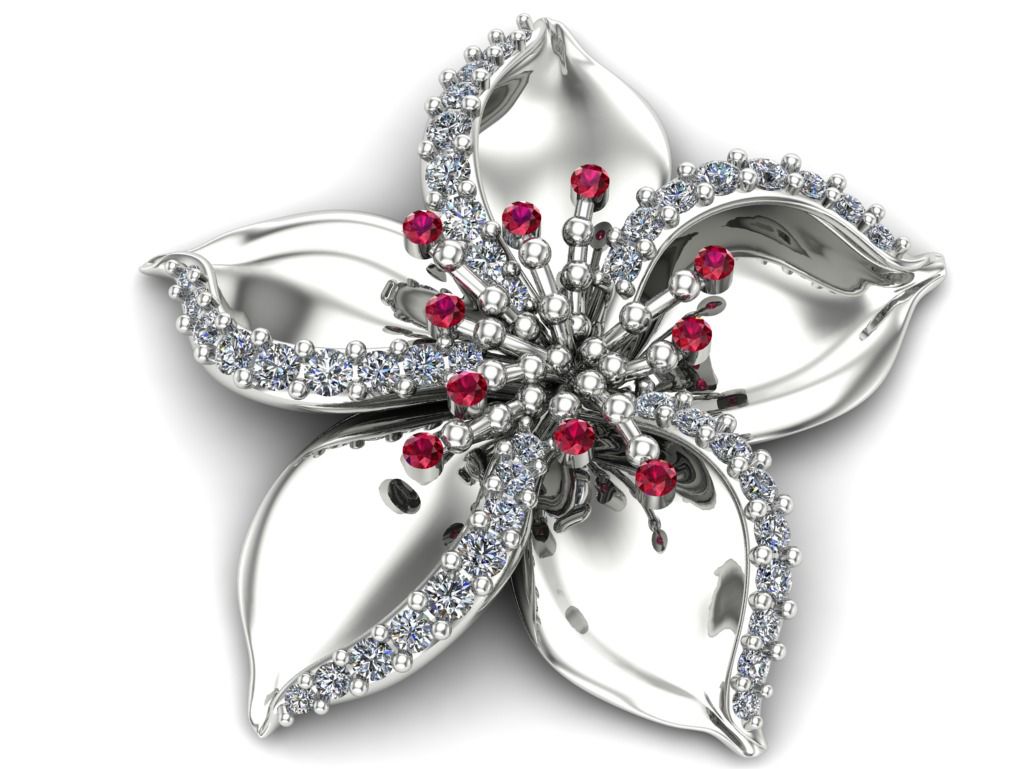 Silver gold Frangipani necklace designed by Renée Chamoun against a white background